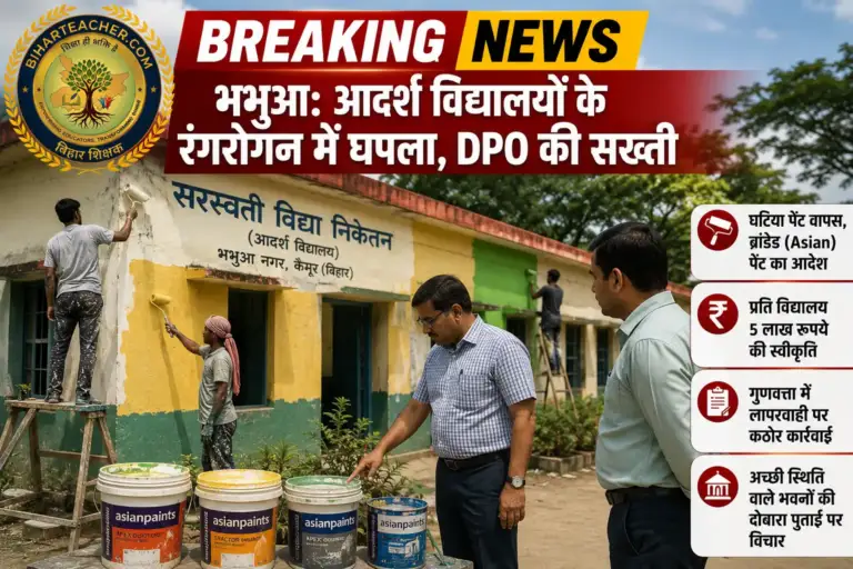 ​भभुआ: आदर्श विद्यालयों के रंगरोगन में घपला, DPO की सख्ती के बाद वापस हुआ घटिया पेंट