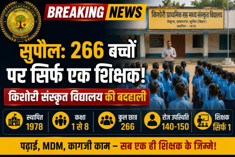 ​सुपौल: 266 बच्चों पर सिर्फ एक शिक्षक, किशोरी संस्कृत विद्यालय की बदहाली