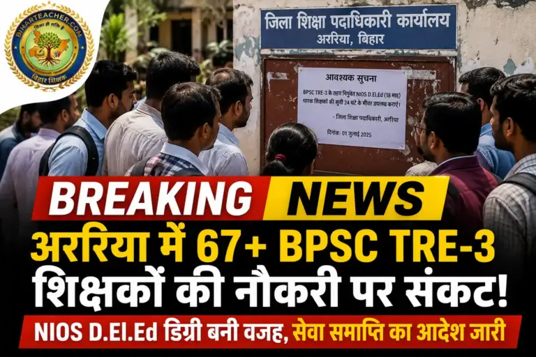 अररिया में 67 BPSC TRE-3 शिक्षकों की नौकरी पर संकट, NIOS D.El.Ed डिग्री बनी वजह