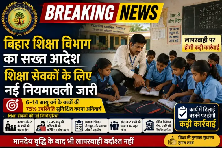 बिहार शिक्षा विभाग का सख्त आदेश: शिक्षा सेवकों के लिए नई नियमावली जारी, लापरवाही पर होगी कड़ी कार्रवाई