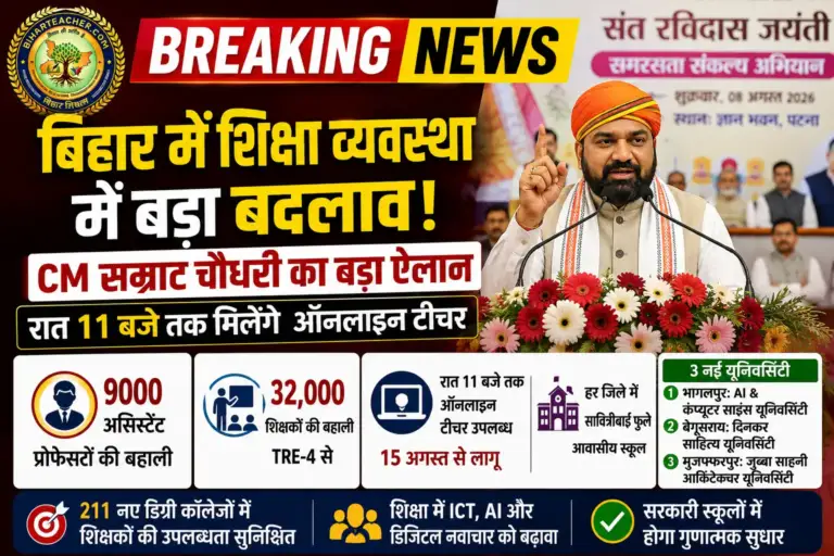 बिहार शिक्षा विभाग में होगा बड़ा बदलाव, बिहार में 9000 असिस्टेंट प्रोफेसरों की होगी बहाली—CM सम्राट चौधरी