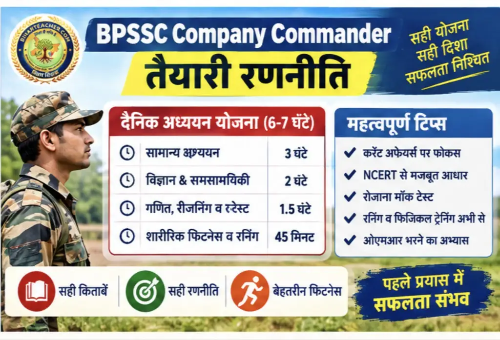 BPSSC Company Commander तैयारी गाइड: परीक्षा पैटर्न व रणनीति BPSSC Company Commander तैयारी गाइड: परीक्षा पैटर्न व रणनीति