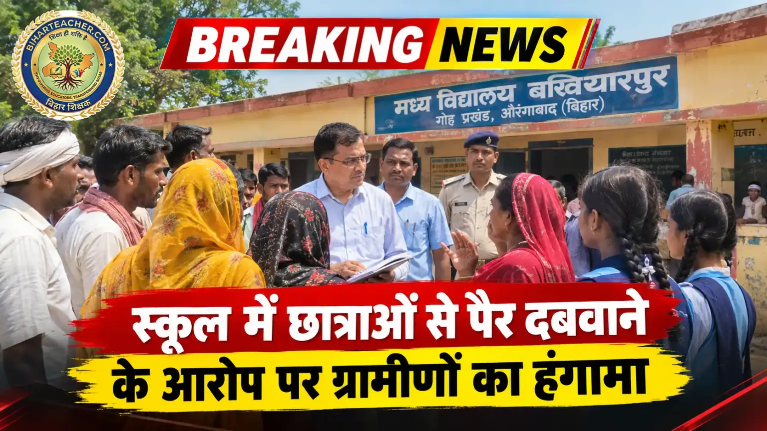​बिहार औरंगाबाद गोह: स्कूल में छात्राओं से पैर दबवाने के आरोप पर ग्रामीणों का हंगामा